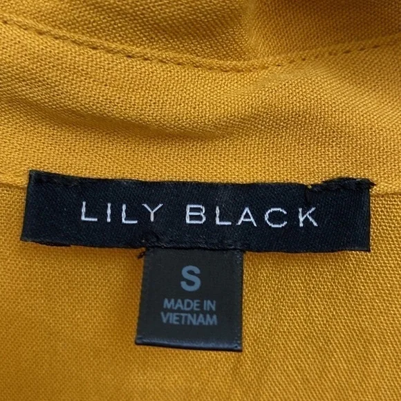 Lily Black Mustard Tunic Blouse Dress Oversized Buttons Women’s Size Small - Picture 6 of 13